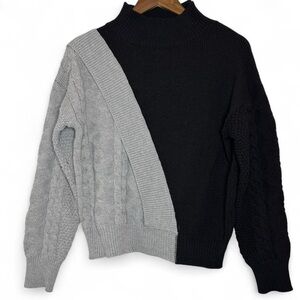 Elegant Black and Gray Women's Turtleneck Sweater